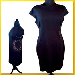 CHESCA Cut-Out Sheath Cocktail Dress - 20 Black/Tan